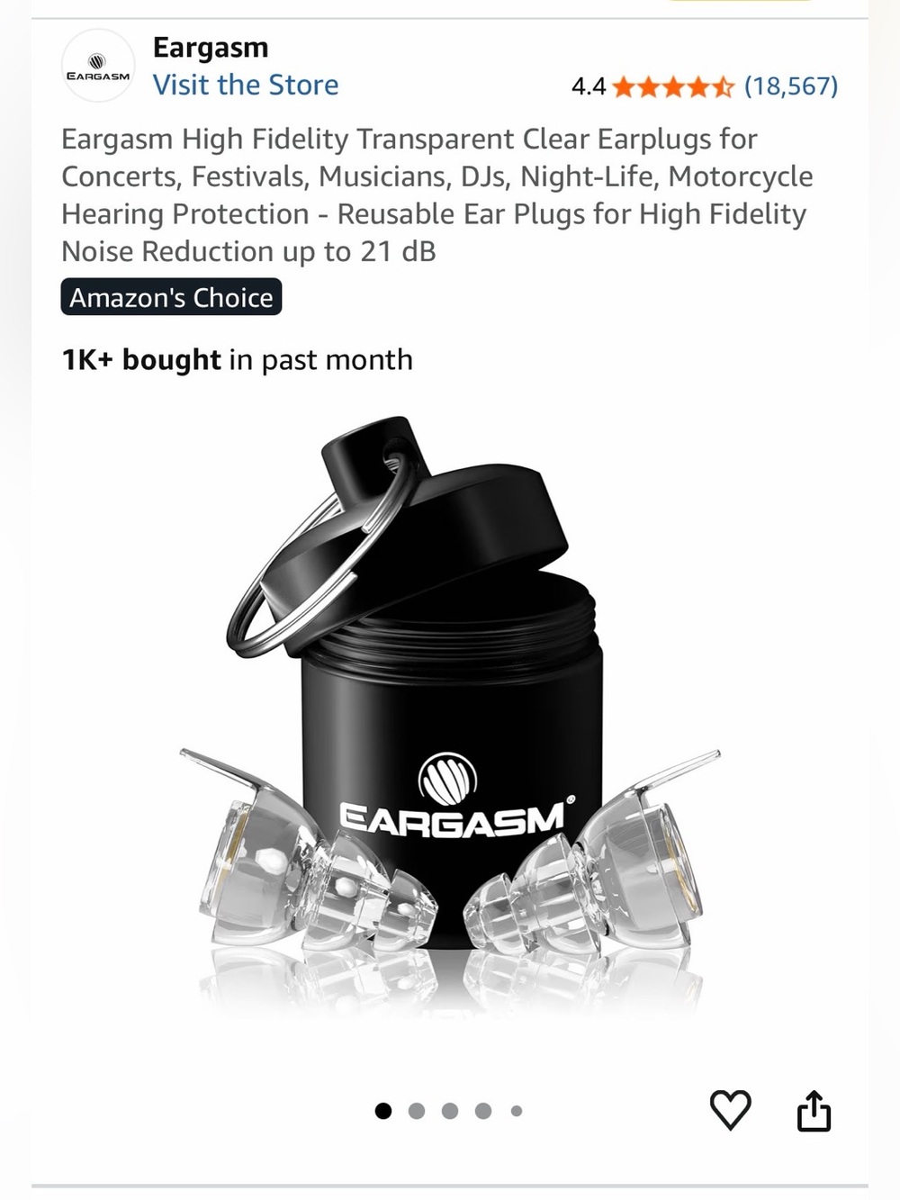 Eargasm High Fidelity Transparent Clear Earplugs